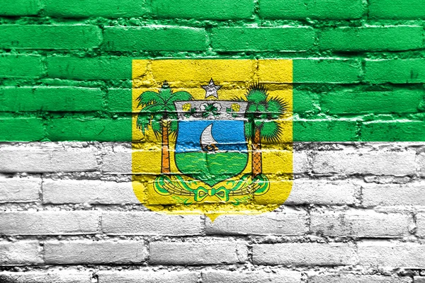 Bandiera dello Stato del Rio Grande do Norte, Brasile, dipinta su muro di mattoni — Foto Stock