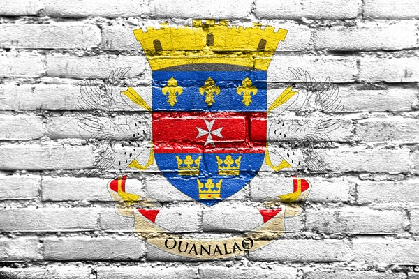 Flaga Saint - Barthelemy, malowane na ceglany mur — Zdjęcie stockowe
