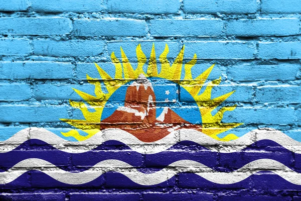 Σημαία της επαρχίας του Σάντα Κρουζ, Αργεντινή, ζωγραφισμένο σε τοίχο από τούβλα — Φωτογραφία Αρχείου