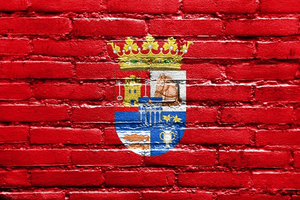 Σημαία της επαρχία της Σεγκόβια, Ισπανία, ζωγραφισμένο σε τοίχο από τούβλα — Φωτογραφία Αρχείου