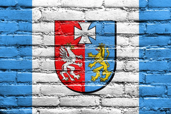 Flag of Subcarpathian Voivodeship, Poland, painted on brick wall — Stock Photo, Image