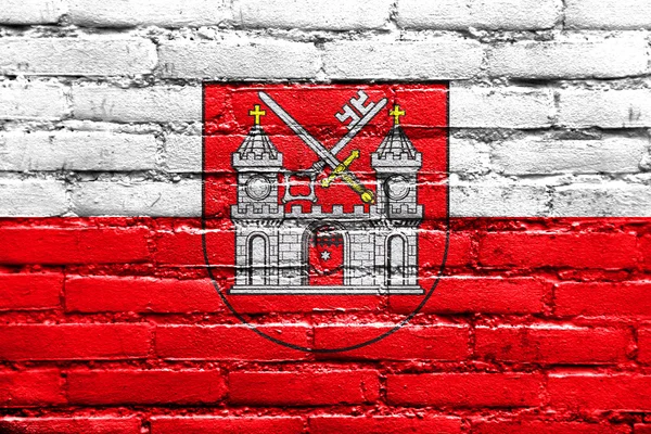 Bandeira de Tartu, Estónia, pintada na parede de tijolos — Fotografia de Stock