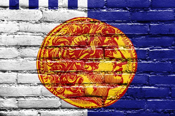 Flaga Thessaloníki, Grecja, malowane na ceglany mur — Zdjęcie stockowe