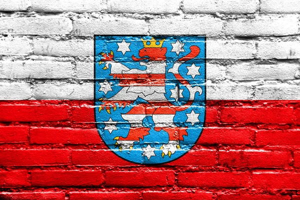 Flaga Turyngii z herbem, Niemcy — Zdjęcie stockowe