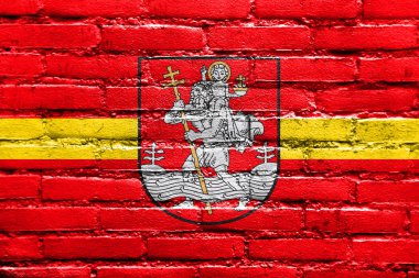 Vilnius, Litvanya, bayrağı tuğla duvara boyalı