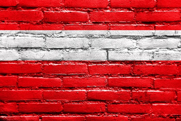 Flag of Vaduz, Lichtenstein, painted on brick wall — Stock Photo, Image