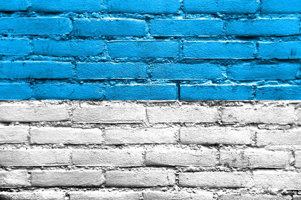 Flaga Viljandi, Estonia, malowane na ceglany mur — Zdjęcie stockowe