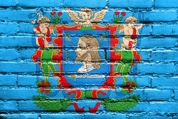 Bandeira de Vitebsk (Vitsebsk), Bielorrússia, pintada na parede de tijolo — Fotografia de Stock