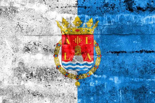Bandera de Alicante, España, pintada sobre pared sucia — Foto de Stock