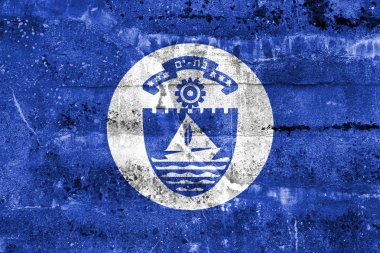 Bat Yam, İsrail, bayrağı kirli duvara boyalı