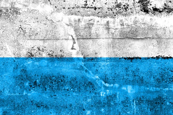 Flag of Bavaria, Germany, painted on dirty wall — Stock Photo, Image