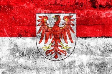 Brandenburg, Almanya, bayrağı kirli duvara boyalı
