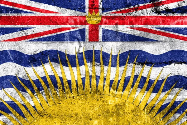 Bandeira da província da Colúmbia Britânica, Canadá, pintada na parede suja — Fotografia de Stock