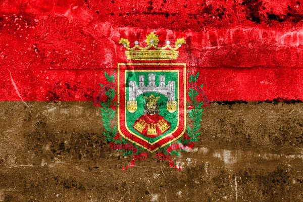 Flag of Burgos, Spain, painted on dirty wall — Stock Photo, Image