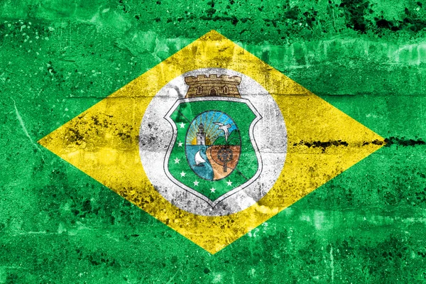 Flag of Ceara State, Brazil, painted on dirty wall — Stock Photo, Image