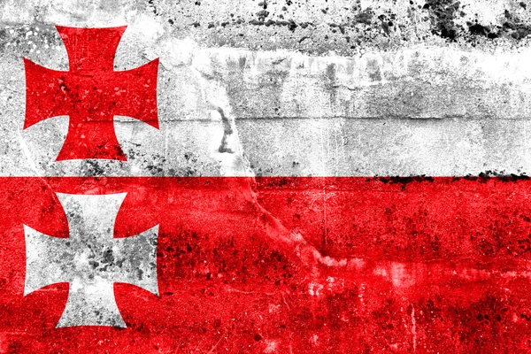 Flag of Elblag, Poland, painted on dirty wall — Stock Photo, Image