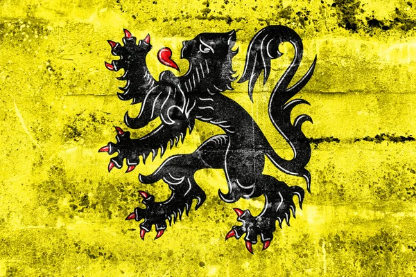 Bandera de Flandes, Bélgica, pintada sobre pared sucia —  Fotos de Stock