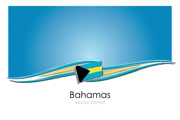 Флаг Багамских Островов Цветными Ручными Линиями Векторном Формате — стоковый вектор