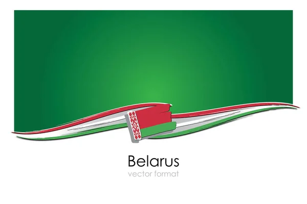 Флаг Беларуси Цветными Ручными Линиями Векторном Формате — стоковый вектор