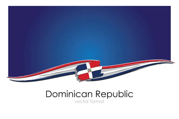 Bandeira República Dominicana Com Linhas Desenhadas Mão Coloridas Formato Vetorial — Vetor de Stock