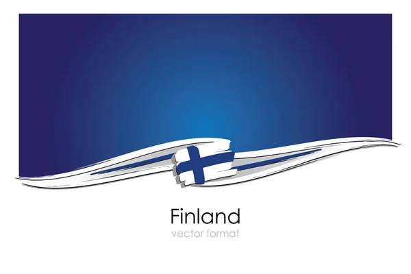 フィンランドベクトル形式で手描き線で旗 — ストックベクタ