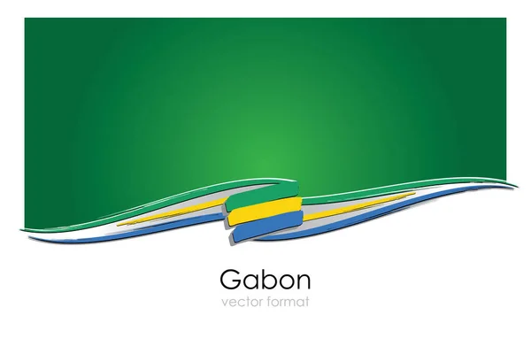 Gabun Flagge Mit Farbigen Handgezeichneten Linien Vektorformat — Stockvektor