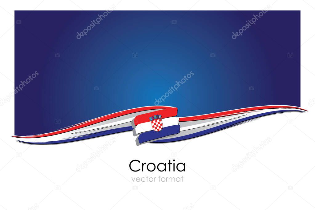 Croatia Flag with colored hand drawn lines in Vector Format