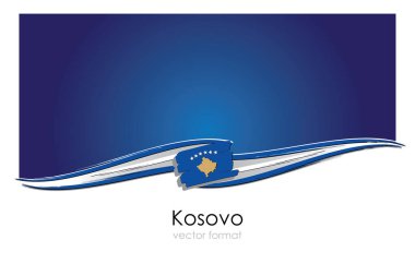 Kosova bayrağı renkli el ile çizilmiş çizgiler Vektör formatında