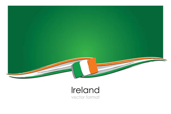 Bandera Irlanda Con Líneas Dibujadas Mano Colores Formato Vectorial — Vector de stock