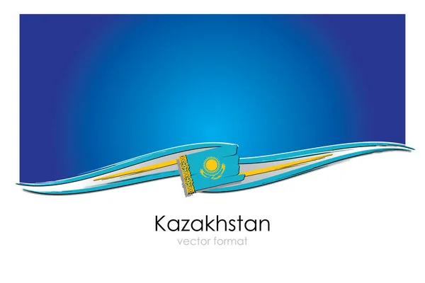 Kazakistan Bayrağı Renkli Ile Çizilmiş Çizgiler Vektör Formatında — Stok Vektör