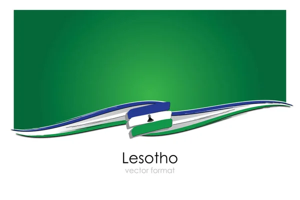 Lesotho Flagge Mit Farbigen Handgezeichneten Linien Vektorformat — Stockvektor