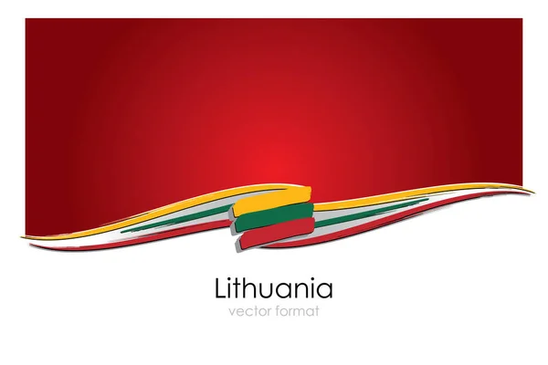 Litouwen Vlag Met Gekleurde Handgetekende Lijnen Vectorformaat — Stockvector