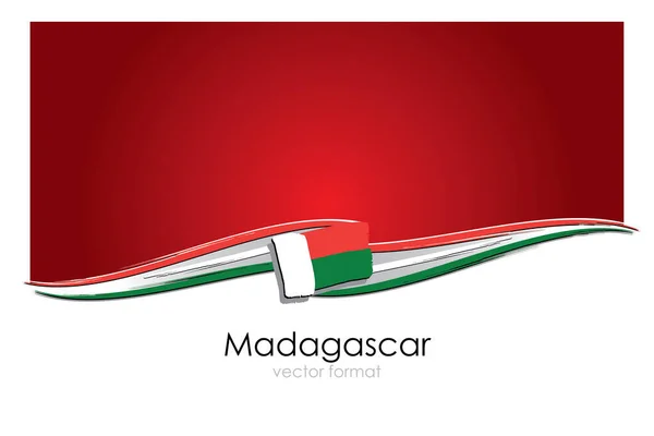 Madagaskar Vlag Met Gekleurde Hand Getrokken Lijnen Vector Formaat — Stockvector