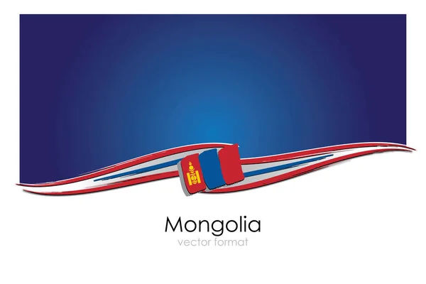 Bandera Mongolia Con Líneas Dibujadas Mano Colores Formato Vectorial — Vector de stock