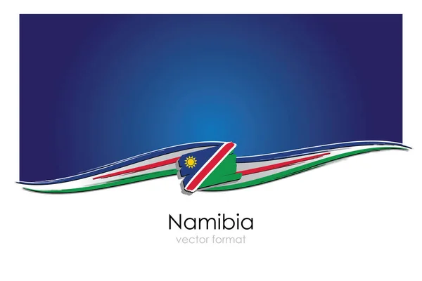 Namibië Vlag Met Gekleurde Hand Getrokken Lijnen Vector Formaat — Stockvector