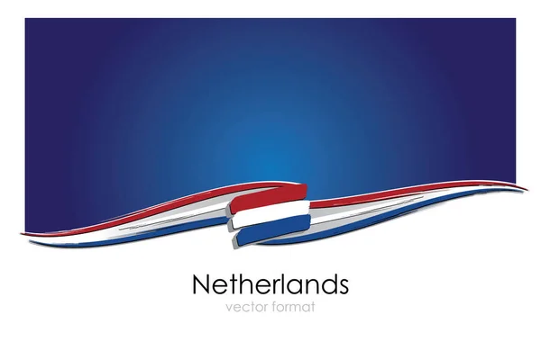 Флаг Нидерландов Цветными Ручными Линиями Векторном Формате — стоковый вектор
