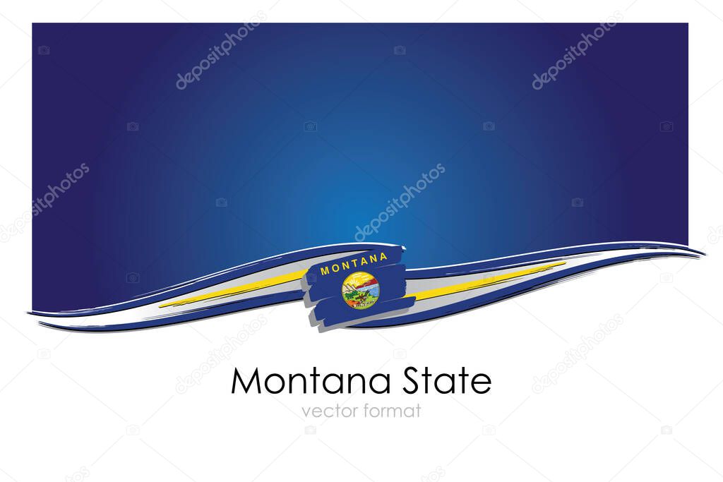 Montana State Flag with colored hand drawn lines in Vector Format