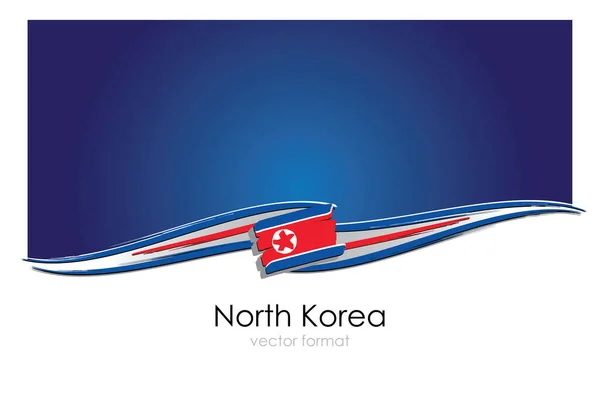 Severní Korea Vlajka Barevnými Ručně Kreslené Čáry Vektorovém Formátu — Stockový vektor