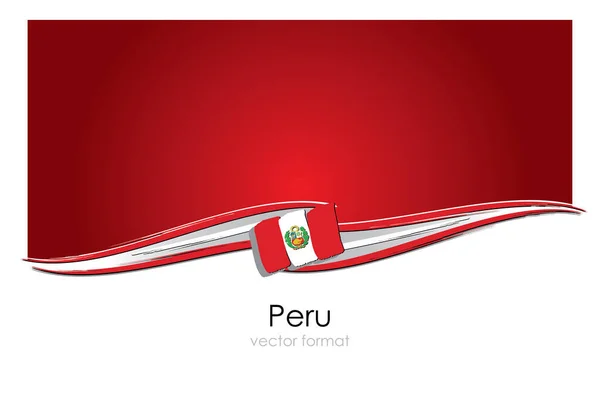 Bandera Perú Con Líneas Dibujadas Mano Color Formato Vectorial — Vector de stock