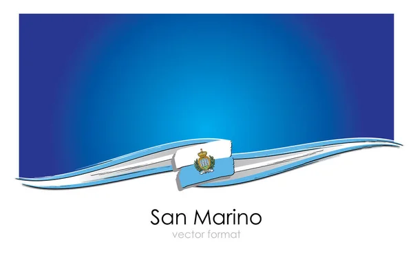 Bandeira San Marino Com Linhas Desenhadas Mão Coloridas Formato Vetorial — Vetor de Stock