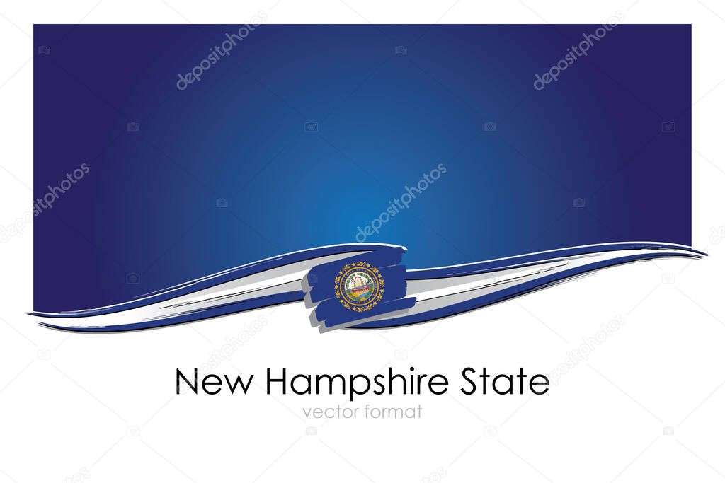 New Hampshire State Flag with colored hand drawn lines in Vector Format