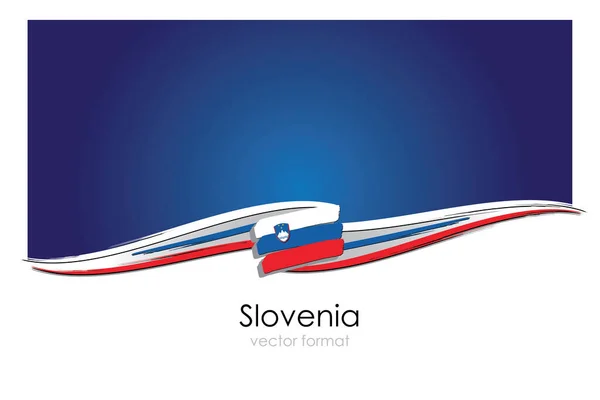 Bandera Eslovenia Con Líneas Dibujadas Mano Color Formato Vectorial — Vector de stock