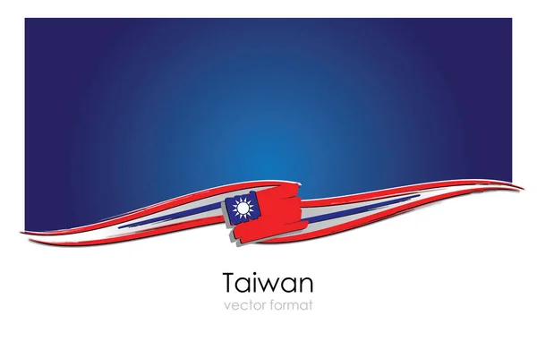 Taiwan Flagga Med Färgade Handritade Linjer Vektorformat — Stock vektor