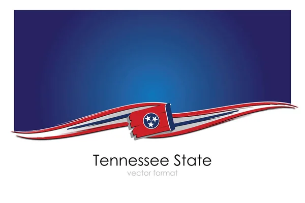 Bandiera Dello Stato Del Tennessee Con Linee Disegnate Mano Colorate — Vettoriale Stock