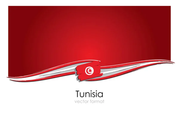 Tunesien Flagge Mit Farbigen Handgezeichneten Linien Vektorformat — Stockvektor