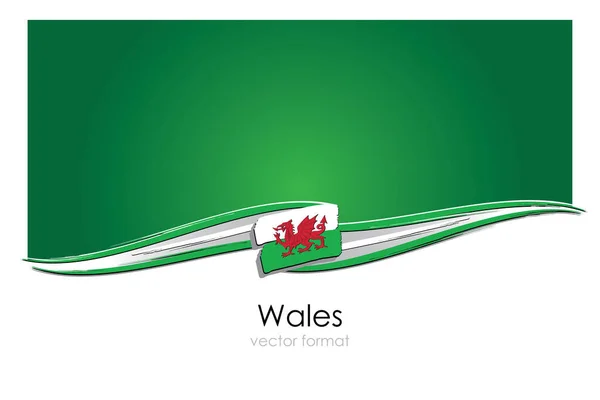 Wales Vlag Met Gekleurde Handgetekende Lijnen Vector Formaat — Stockvector