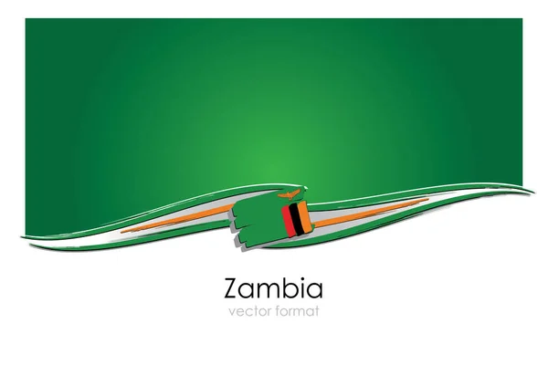 Прапор Замбії Кольоровими Ручними Лініями Vector Format — стоковий вектор