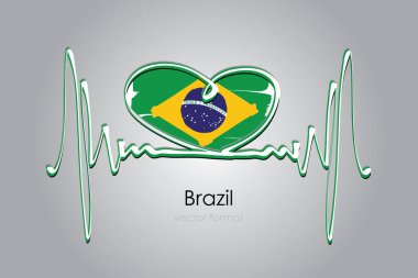 El boyaması kalp ve Brezilya Bayrağı Vektör Biçiminde