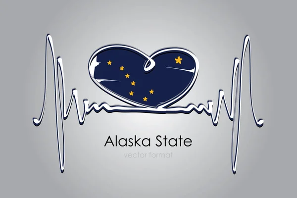 Coeur Peint Main Drapeau État Alaska Format Vectoriel — Image vectorielle