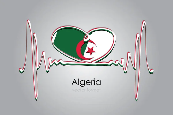 Χειροποίητη Καρδιά Και Σημαία Αλγερίας Μορφή Διάνυσμα — Διανυσματικό Αρχείο